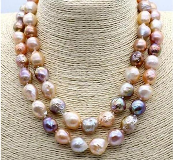 

huge 12-14mm south sea baroque multicolor pearl necklace 36" 50, Silver