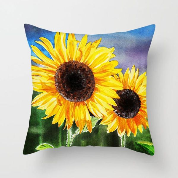 

fuwatacchi sunflower painted printed cushion splendid flower plant pillow cover for home chair pillowcases sofa decoration new