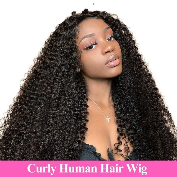 

mongolian lace closure kinky curly wigs for women curly lace closure wig 150% density curly lace front human hair wigs, Black;brown