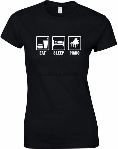 

eat sleep piano ladies printed t-shirt women summer soft short sleeves tee