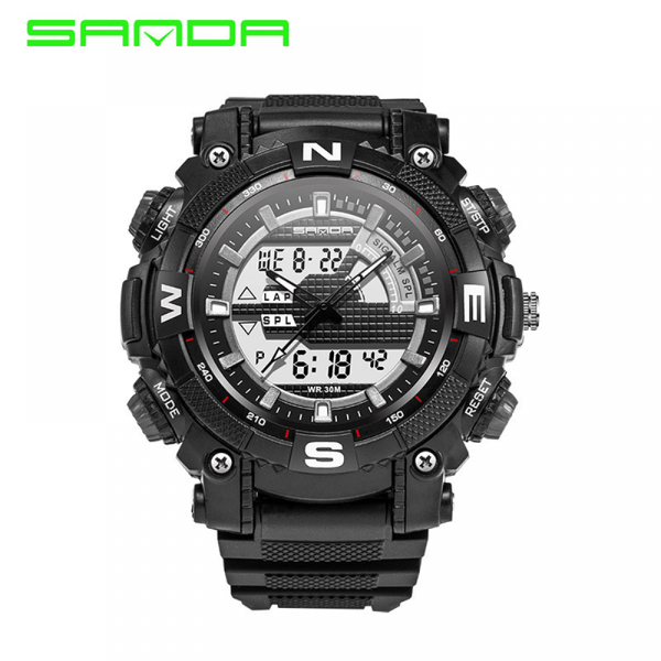 

sanda youth outdoor atmosphere sports watch 30m waterproof tide simple luminous calendar multifunctional digital wrist watches, Slivery;brown