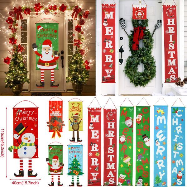 

christmas decorations merry hanging decor for home tree santa claus porch sign decorative door banner year xmas party ornament