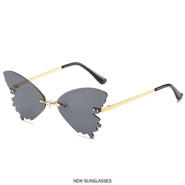 

small frame rimless sunglasses women love sun glasses luxury trendycutting lens gradient metal eyewear fml, White;black
