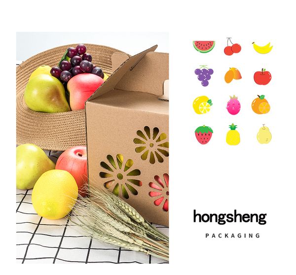 

stock fruit gift box grape peach gift box general creative portable leather paper box custom 0x19.5x21cm