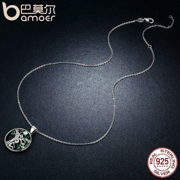

bamoer popular 925 sterling silver rely tree of life pendant necklaces clear green cz women fashion jewelry brincos gift scn094 mx200810