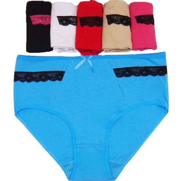 

wholesale solid color womeneurope america women's clothing plus size 2xl 3xl 4xl cotton briefs panties 89183, Black;pink