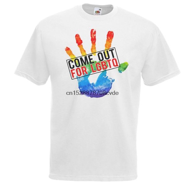 

2019 fashion mens white come out for lgbt t-shirt pride