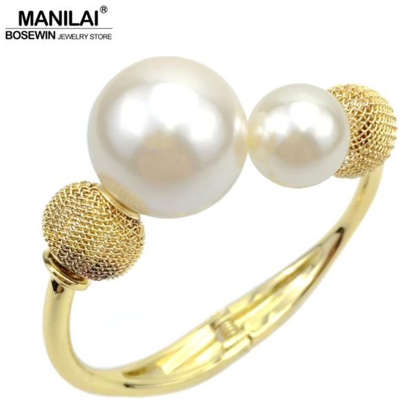 

manilai charm accessories imitation pearl bracelets manchette fashion alloy statement jewelry bijoux women pulseiras, Black