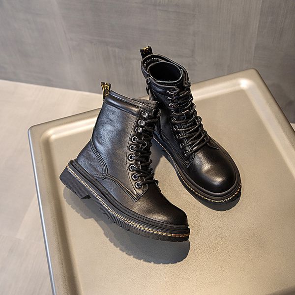 

boots female thick bottom ins2020 new black ankle boots thin cloth with soft nap british wind outdoor wet