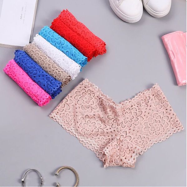 

3 pcs panties for woman underwear lace breathable female panty transparent briefs candy colors women underwear, Black;pink