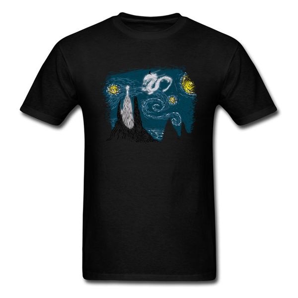 

the neverending starry night t-shirt fashion print eu tshirt for men dragon aesthetic art normal tees t shirt lovers day