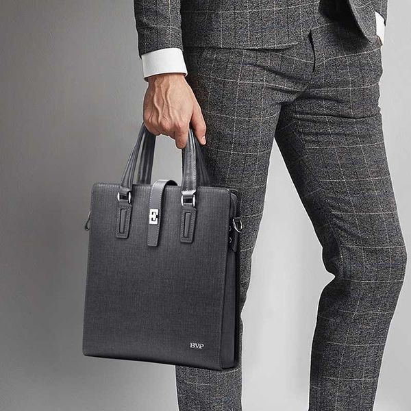 

bvp brand genuine leather business men briefcase with shoulde strap cow leather gray male vertical briefcase j50