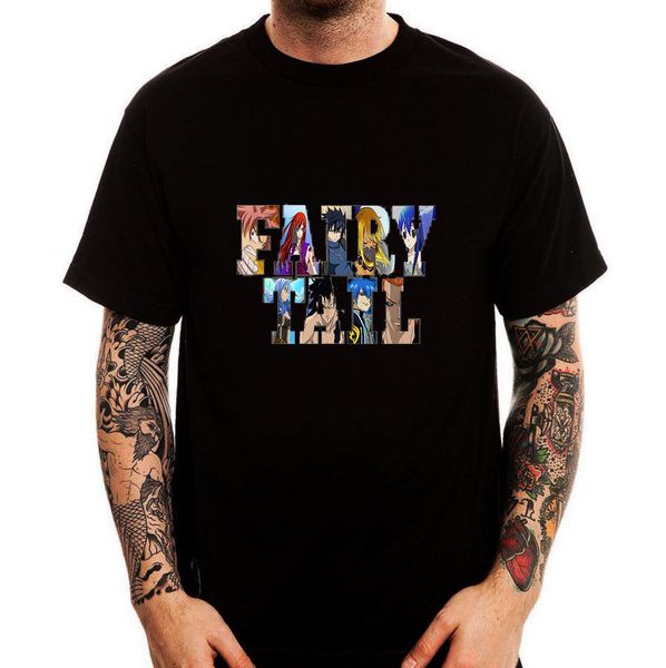 

2019 новых людей fairy tail персонажи логотип аниме манга японские черный ситца мужчины t-shirt футболки