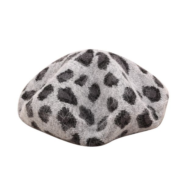 

2020 новые девушки женщин leopard hat берет осень зима моды теплая шерсть beanie cap повседневный vintage elegant lady caps painter, Blue;gray