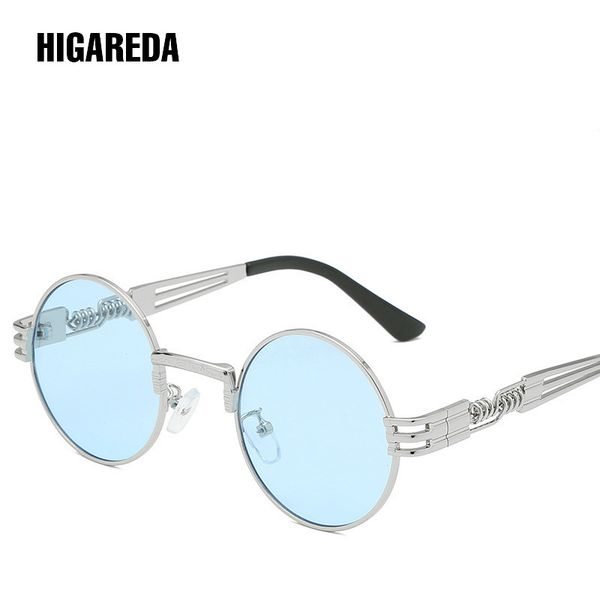 

women steampunk sunglasses men retro round sunglasses metal sun glasses men uv400, White;black