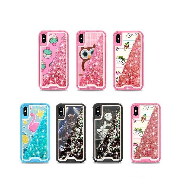

colourful combo hard phone cases glitter quicksand liquid tpu pc phone back cover for lg stylo 4 aristo 3 moto g7 oppbag
