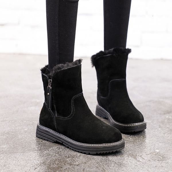 

women winter boots 2020 women snow boots zipper ladies winter shoes female warm plush mid-calf -30 degree, Black