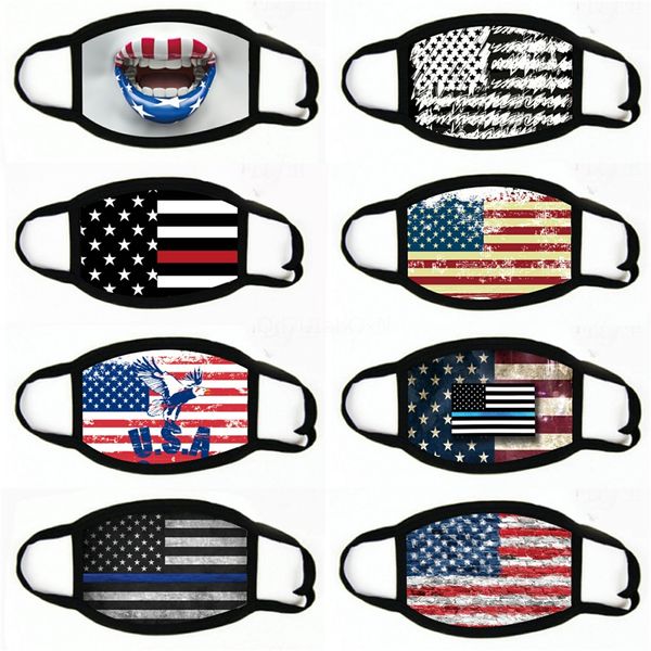 

american flag printed protective mask adults sports riding masks mask magic towel#971, Black