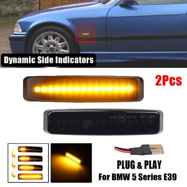 

2pcs led dynamic turn signal side marker light for 5 series e39 1995-2003 m5 flowing water blinker