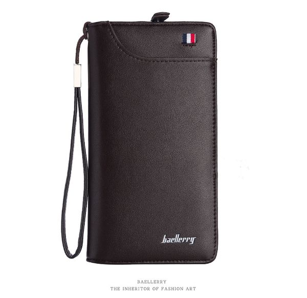 

men's long wallet men's zip wallet luxury business hand bags large capacity mobile phone bag purse, Red;black