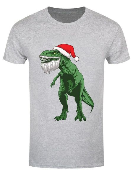 

t-shirt santa rex christmas men's grey custom made tee shirt