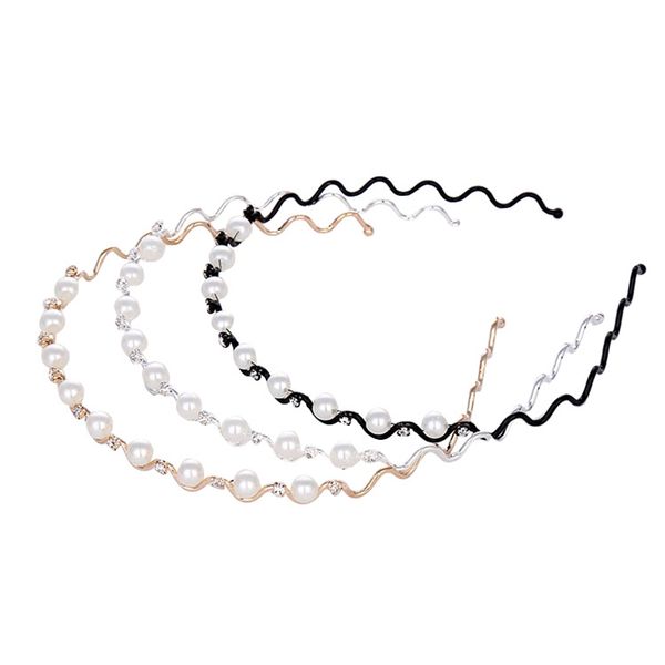

зажимы для волос pearl ободки алмазный корейский стиль женщины оголовье аксессуары для волос lxh, Golden;silver