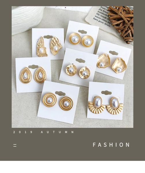 

stud geometric alloy teardrop round earring party girl, Golden;silver