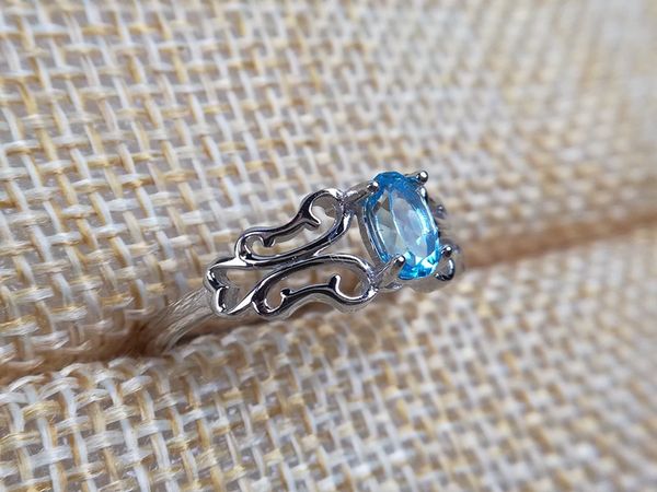 

cluster rings [meibapj]925 sterling silver inlaid with natural london blue z stone open ring for women, Golden;silver
