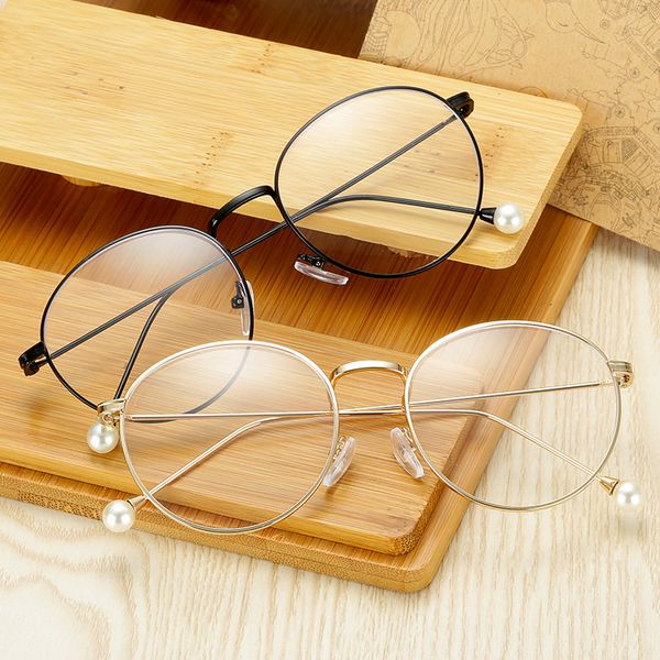 

sunglasses anti-blue light goggles reading glasses men pearl and women metal trend frame with myopia, White;black