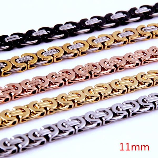 

granny chc size 7"-40" 11mm gold color chain byzantine or bracelet stainless steel chain mens necklace jewelry, Silver
