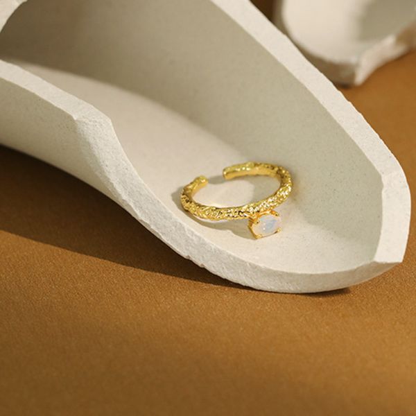 

simple korean adjustable ring trendy jewelry 925 sterling silver rings for women gold ring gift for girlfriend bague argent 925, Golden;silver