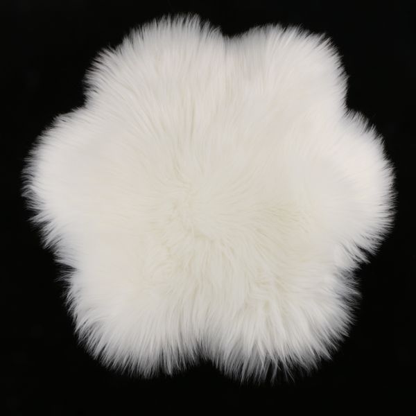 

super soft indoor shag area rug silky faux wool fluffy mat anti-skid 18inch dia