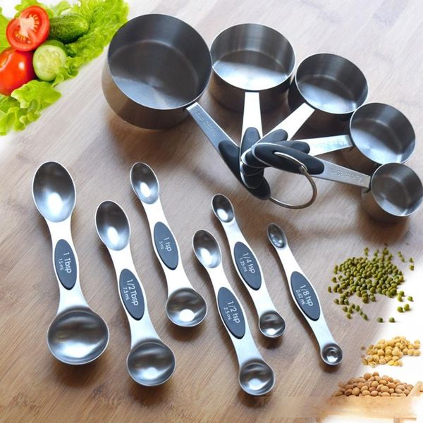 

11 pcs stainless steel measuring cups measuring spoon eleven sets of seasoning spoon baking measuring cups t200523
