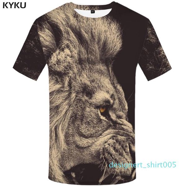 

Lion T shirt Black shirts Animal Tshirt Clothing T-shirt Plus Size Men Man Casual Cool Japanese T-shirt d05