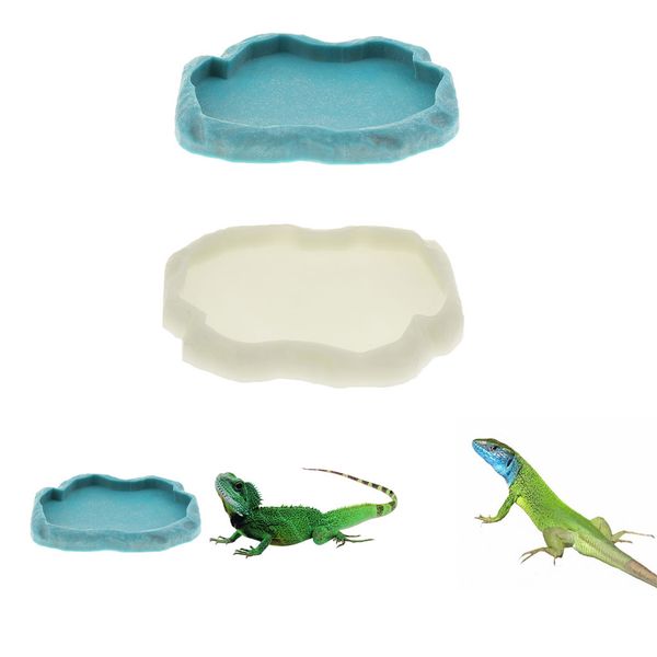 

2pcs reptile tortoise feeding bowl food water dish food tray basin