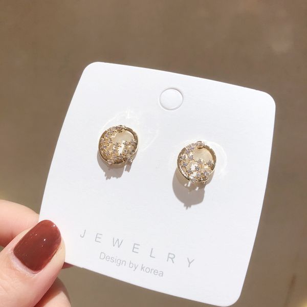 

stud small rhinestones splicing circle elegant earrings for girl fashion jewelry accessories wholesale, Golden;silver