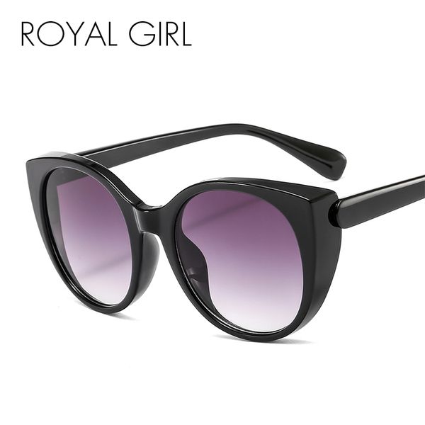 

royal girl new fashion cat eye patchwork color sunglasses women transparent lenses plain glasses men round eyewear uv400 ss752, White;black