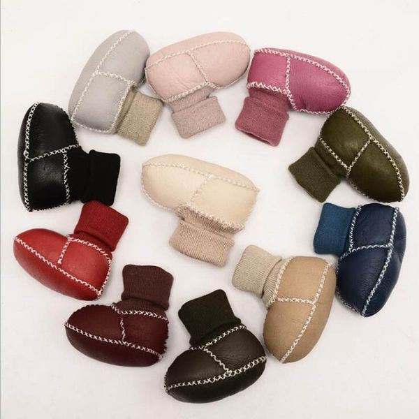 

first walkers genuine leather baby boots winter sheep fur boys girls shoes soft sole infant toddler snow kids