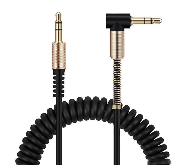

coiled stereo audio cable 3.5mm male to male universal aux cord auxiliary cable for car bluetooth speakers headphones headset pc speaker mp3