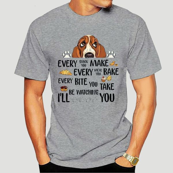 

basset hound every snack you make ill be watching you ladies t-shirt grey street wear fashion tee shirt-0235d