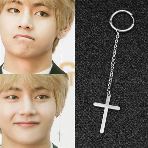 

новый kpop центр подвесной крест серьги для женщин простые пронзительный huggie корейский серьги богемии bijoux brincos, Golden;silver