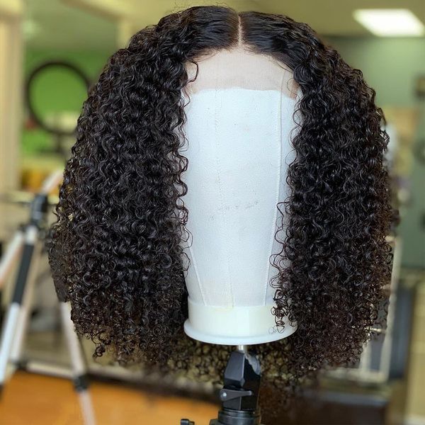 

selling 4x4 lace closure wig kinky wave wig curly human hair wigs short bob 150% remy brazilian hair wig for black women