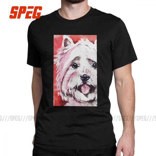 

westie west highland white terrier t-shirt for men cotton t shirts dog lover tee gift idea clothes plus size 4xl 5xl