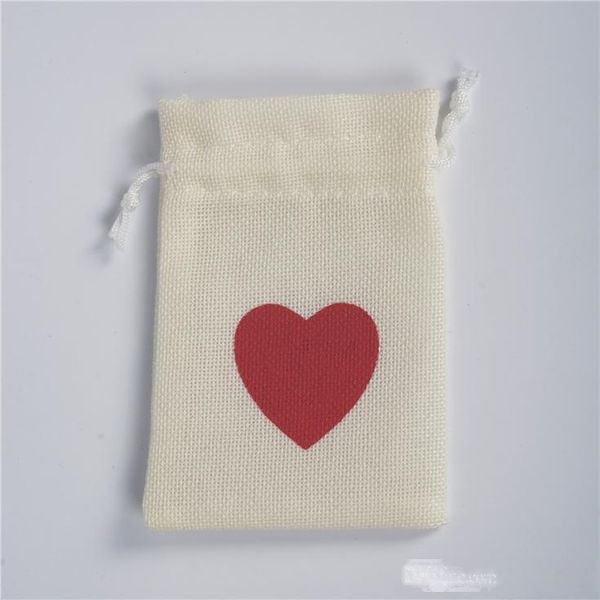 

10*15cm christmas gift bag with red heart wedding drawstring candy bag for party decoration supplies environmental jewelry storage bags