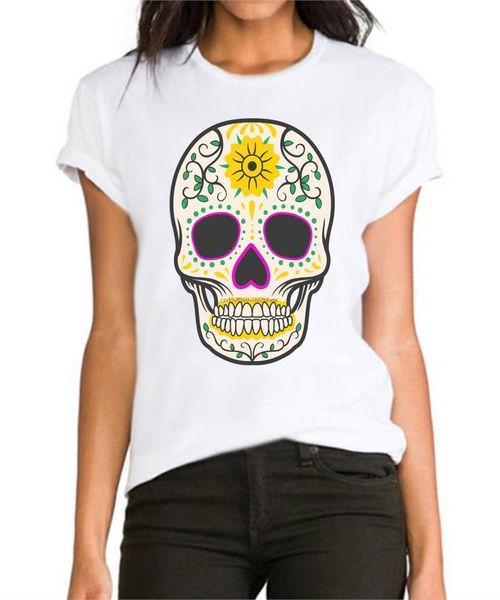 

suger skull 4 lucky colourful ladies womens girls t shirt tee men t shirt