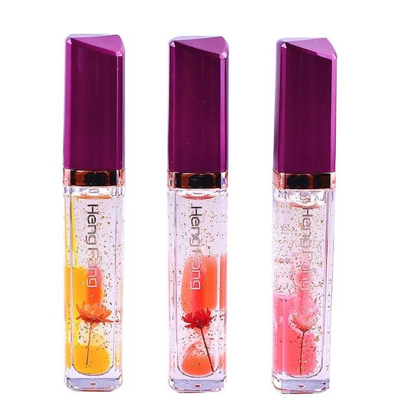 

lip gloss hengfang glitter moisturizing waterproof magic color discoloration flower lipstick tslm1