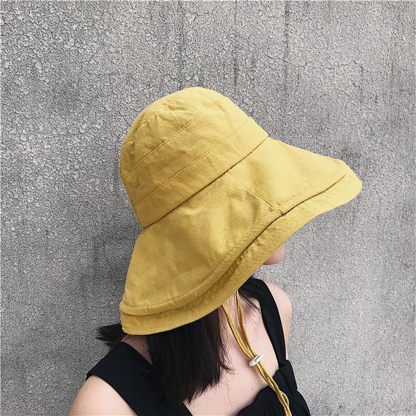 

beanie/skull caps japanese cotton and linen windproof rope solid color fisherman hat women's casual joker summer sun folding, Blue;gray