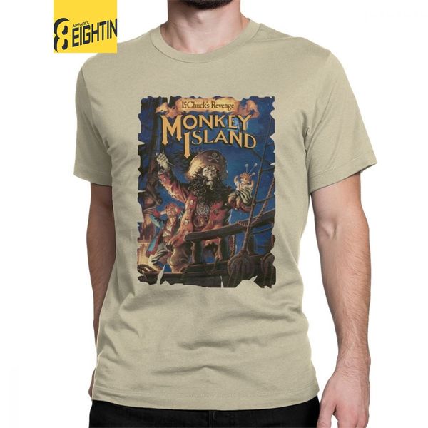 

monkey island t shirts for men cotton t-shirts crewneck guybrush threepwood games video pirate retro game tee shirt short sleeve