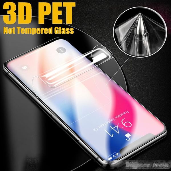 

full coverage 3d curved soft screen protector pet flim guard for iphone 12 pro max 11 xs xr x 8 7 6 6s plus se 2020 ( not tempered glass )