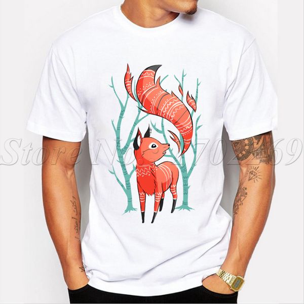 

2019 men's fashion winter fox printed t-shirt summer cool fashion tees